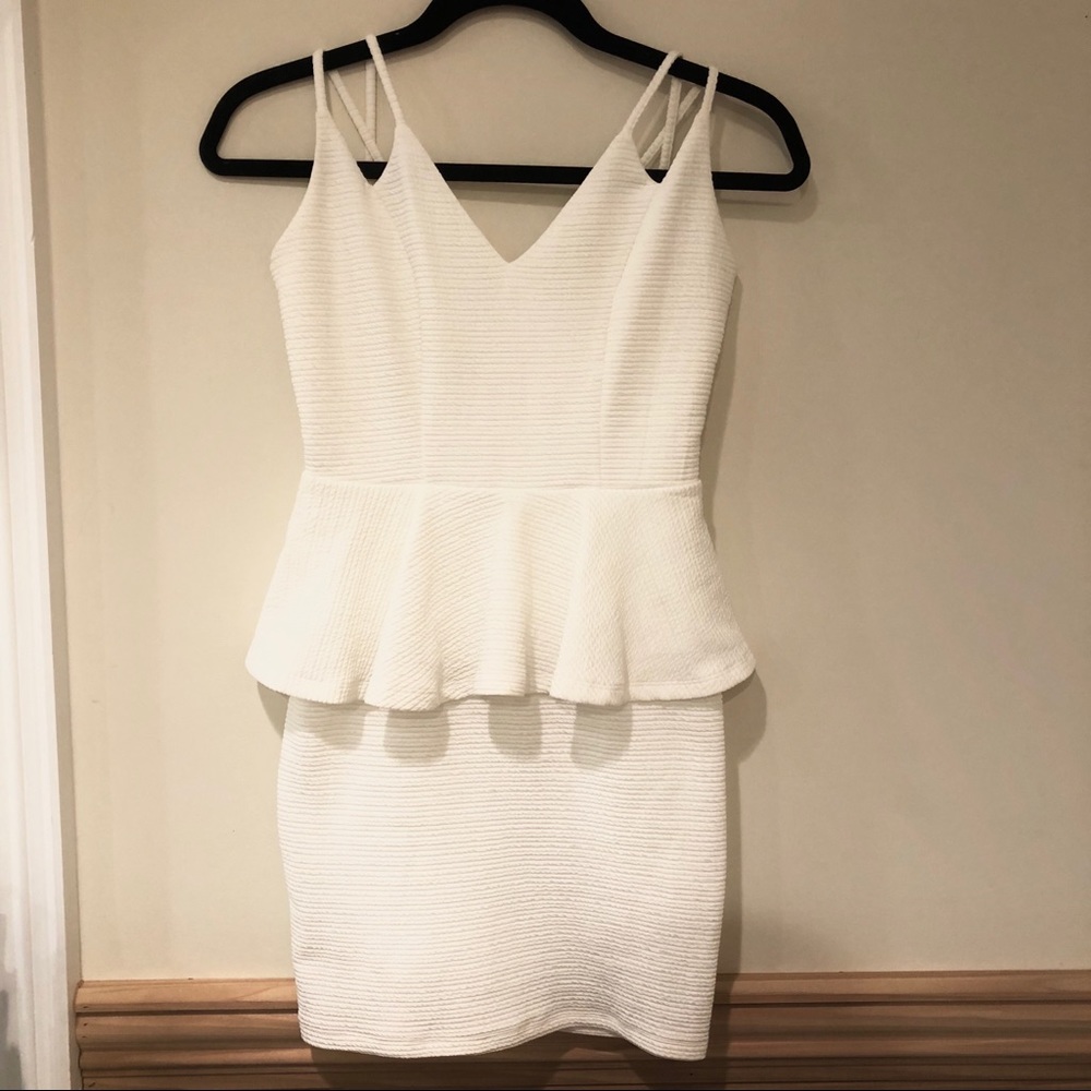 White Peplum Mini Dress ✨